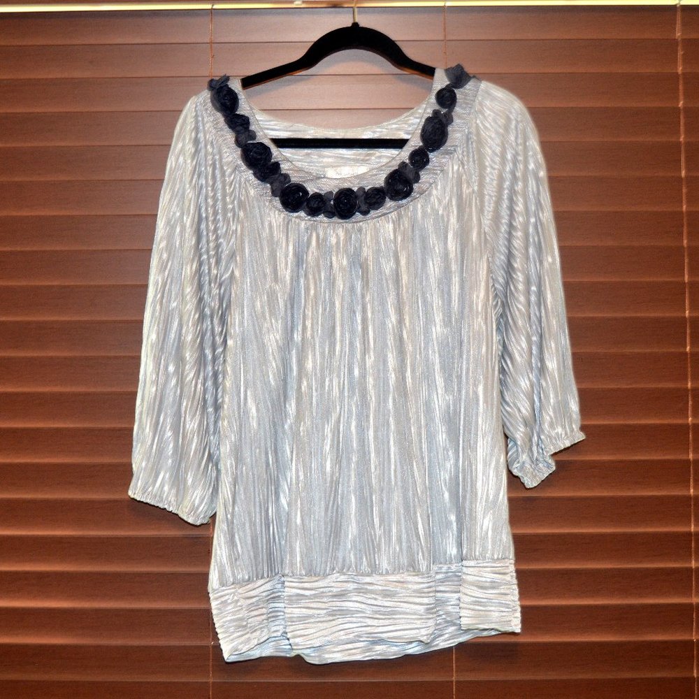 Dress Barn Silver Pleated Blouse